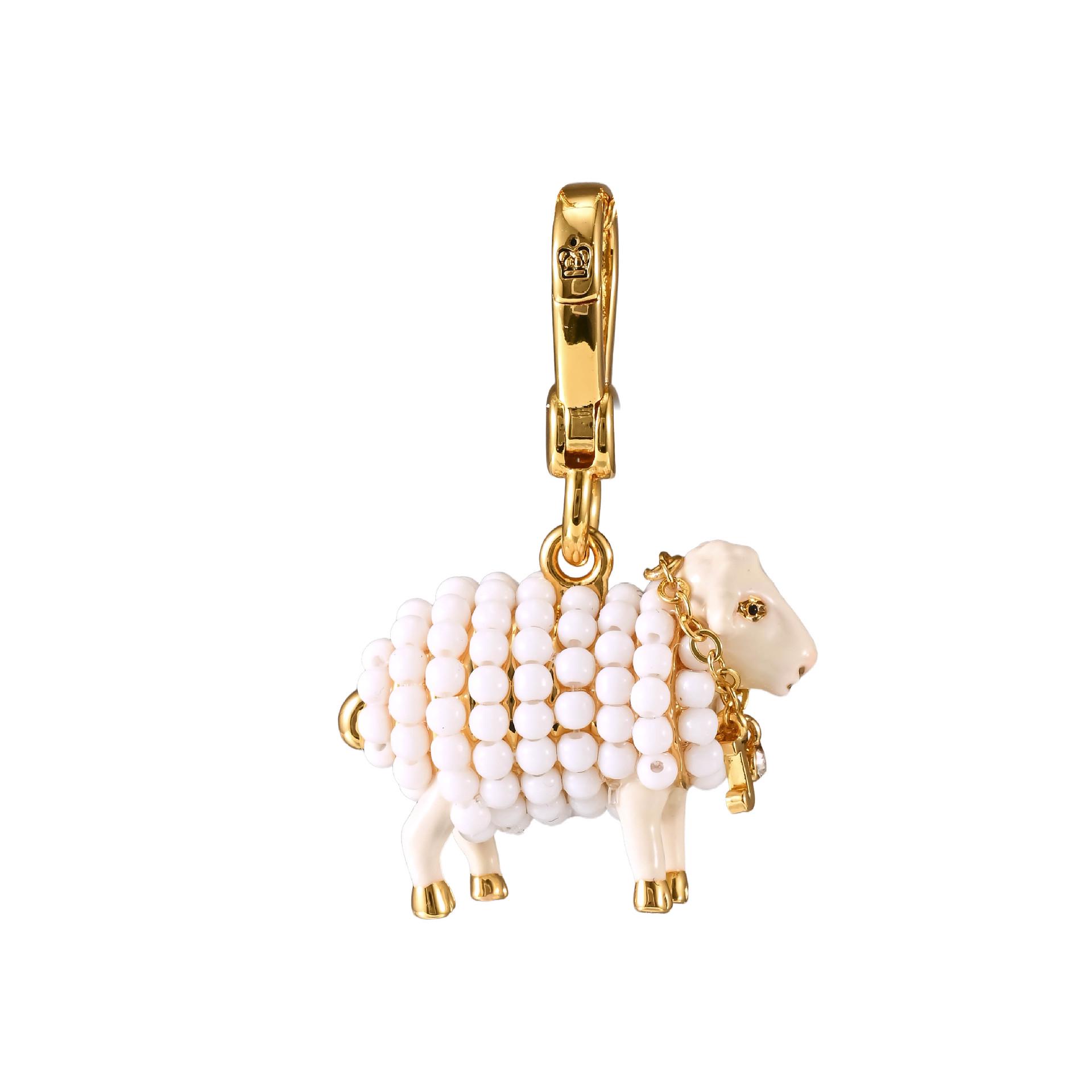 Cross-Border Enamel White Sheep Pendant Keychain - Pet Animal Series Clavicle Chain