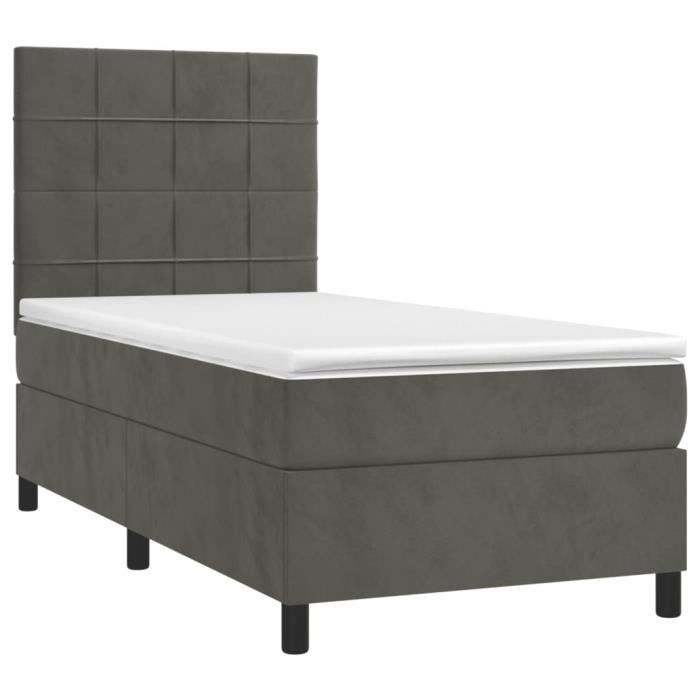 3143008 vidaXL Divan Bed with Mattress Dark Grey 100x200 Cm