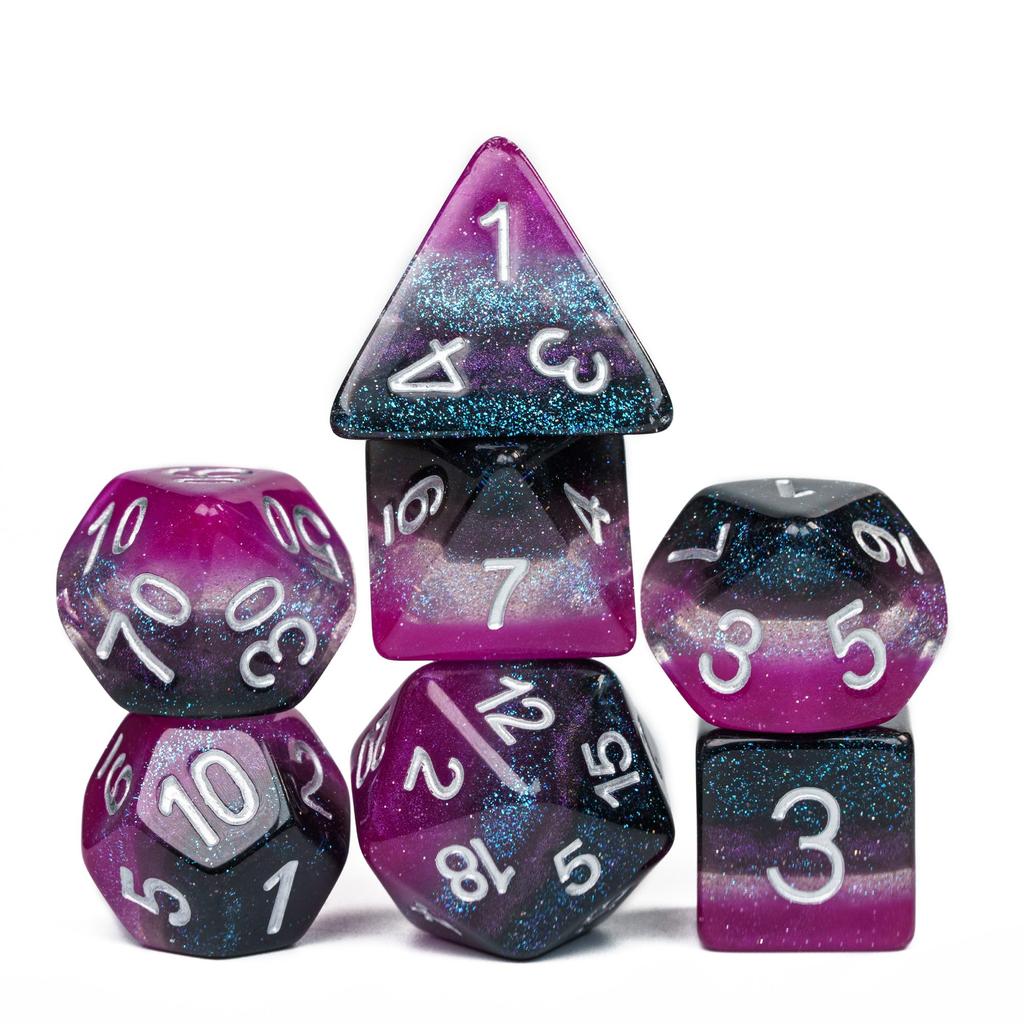Cusdie 7Pcs Pride Flag Dice DND Trans-Pride D&D Dice Multicolor D4-D20 Polyhedral Dice Set for Role Playing Game Board Games