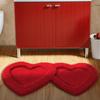 Double Heart Bathroom Rug, Thick Microfiber Mat with Quick-Dry & Non-Slip Backing, Ultra Soft Shaggy Carpet for Bathroom Decor