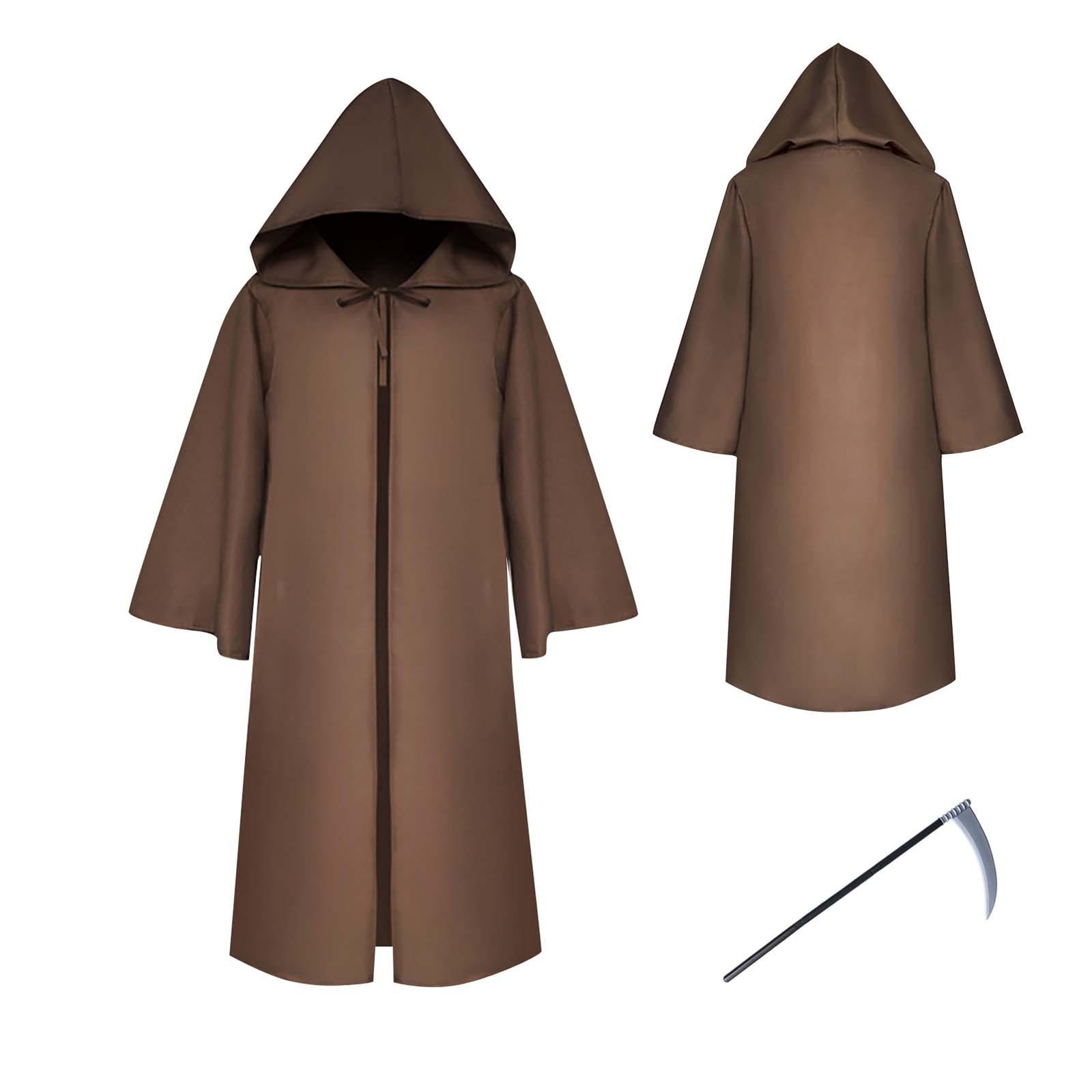

Мужские и женские костюмы на Хэллоуин, мрачный плащ, плащ с капюшоном, куртка, пальто XXL коричневый