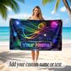 City Cyberpunk Theme Soft Beach Towel Personalized Custom Name Text Towel Portable for Beach Pool Travel