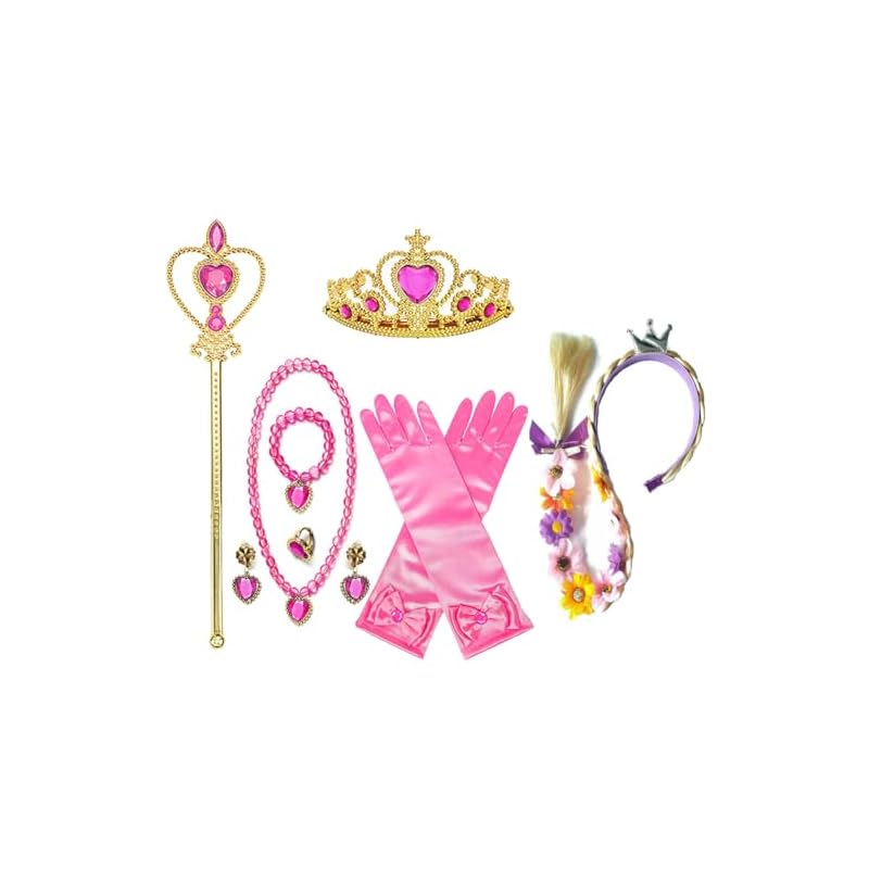 Elmia Princess Headband Hair Accessory Set for Kids, Perfect for Cosplay, Christmas, and Halloween (Pink Gold)