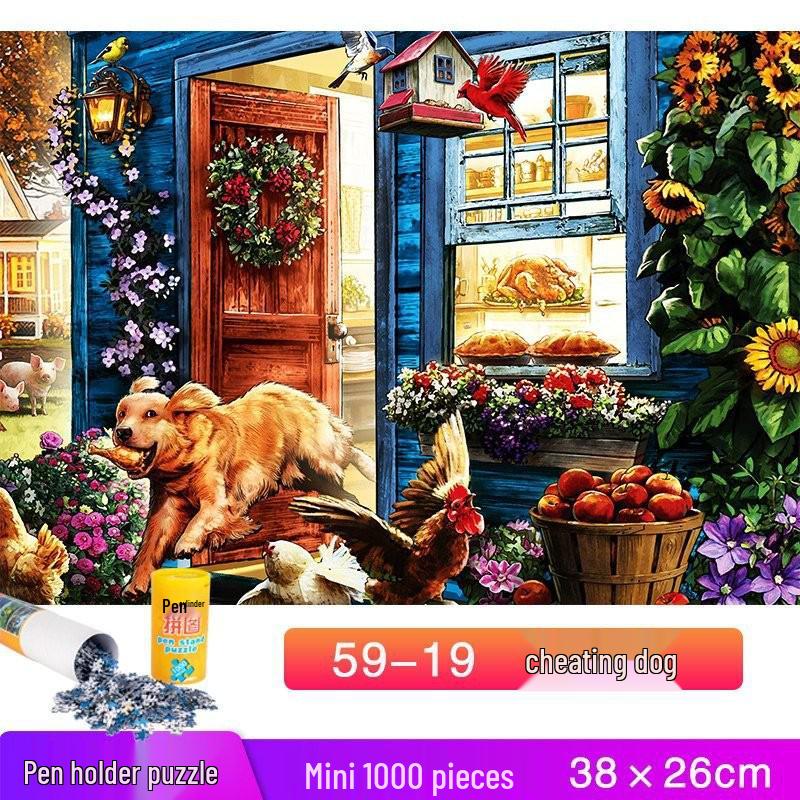 Dospělý držák na tužky 1000dílné mini krajinné puzzle hračka - Vzdělávací a zábavná