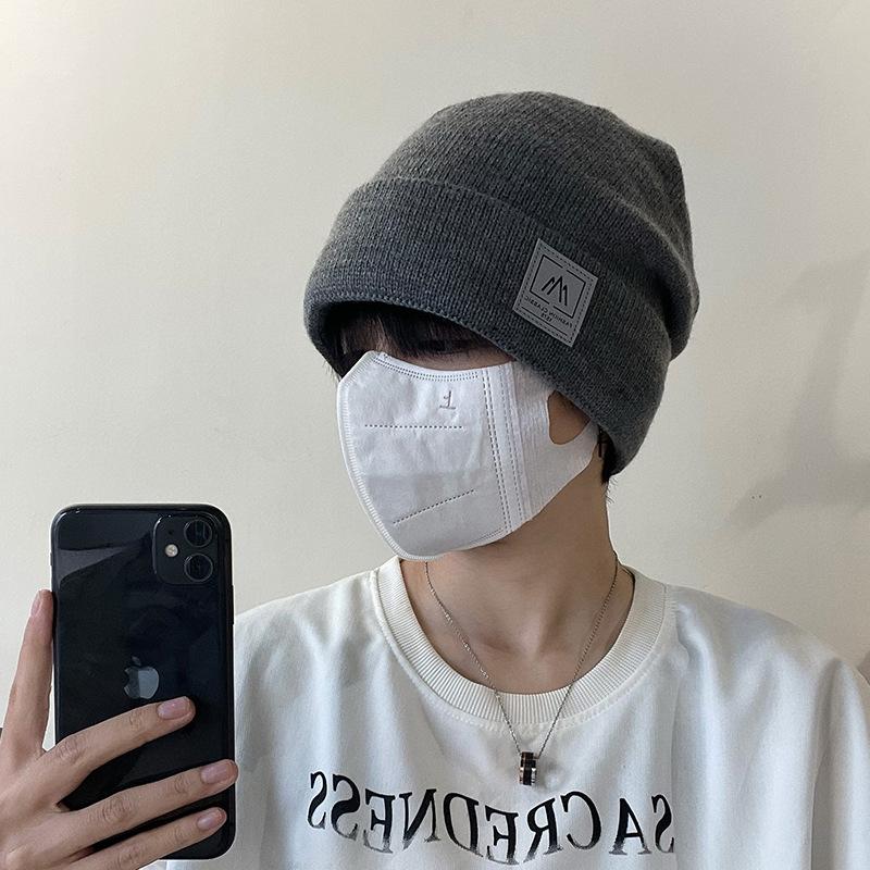 Pile Hats Women's Autumn and Winter Versatile Warm Hemming Knitted Cold Hats Big Head Circumference Showing Face Small Wool Hats