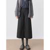 Women's Plus Size Dark Grey Wool-Blend Straight Leg Cropped Pants - Loose, Casual, Petite, Thickened for Spring & Autumn