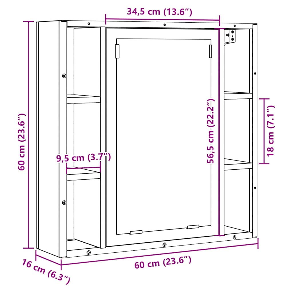 Bathroom Mirror Cabinet Artisan Oak 60x16x60 cm Particleboard