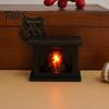 Mini Model House Furnishings Retro Simulated Fireplace Night Light, LED Flickering Flame Lamp, Cozy Atmosphere Miniature Scenes Accessories Lights for