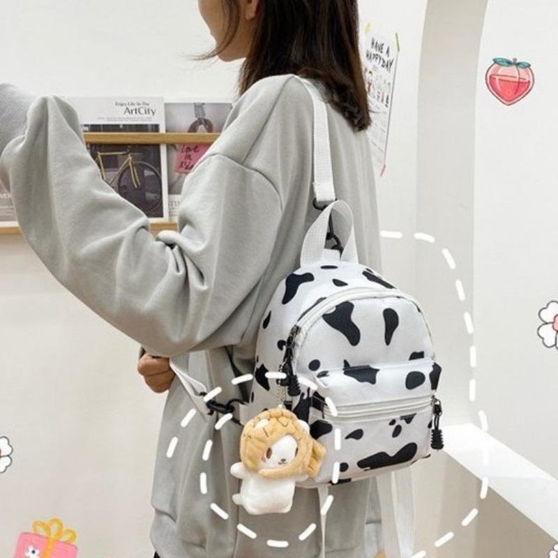 Bag Women's Bag New Double Shoulder Single Shoulder Multi-purpose Backpack Cow Pattern Backpack Outdoor Travel Messenger Bag