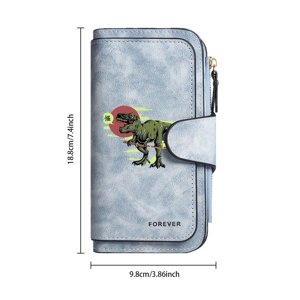 Cute Dino Print Long Wallet Fashion Multi Card Casual Purse