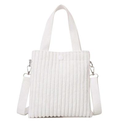 Kompaktní a šik mini tote taška pro ženy Manšestrová taška přes rameno Všestranná crossbody kabelka Bílá