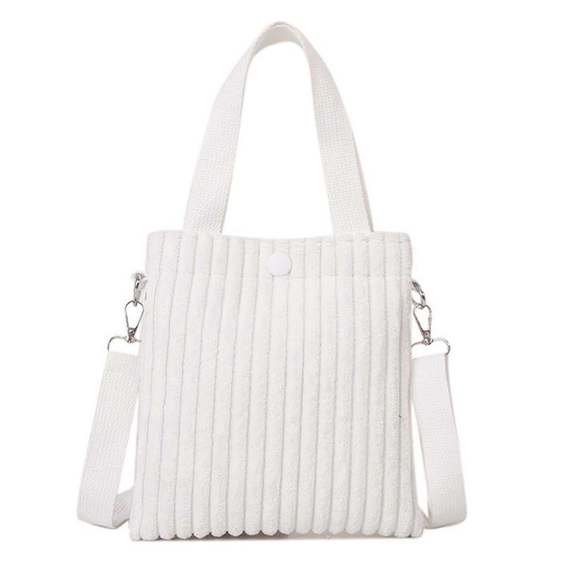 Compact and Chic Mini Tote Bag for Women Corduroy Shoulder Bag Versatile Crossbody Handbag  White