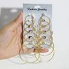 6 Pairs Big Hoop Earrings Set, Gold & Silvery Metal Round Circle Earrings, Hyperbole Minimalist Daily Jewelry for Women