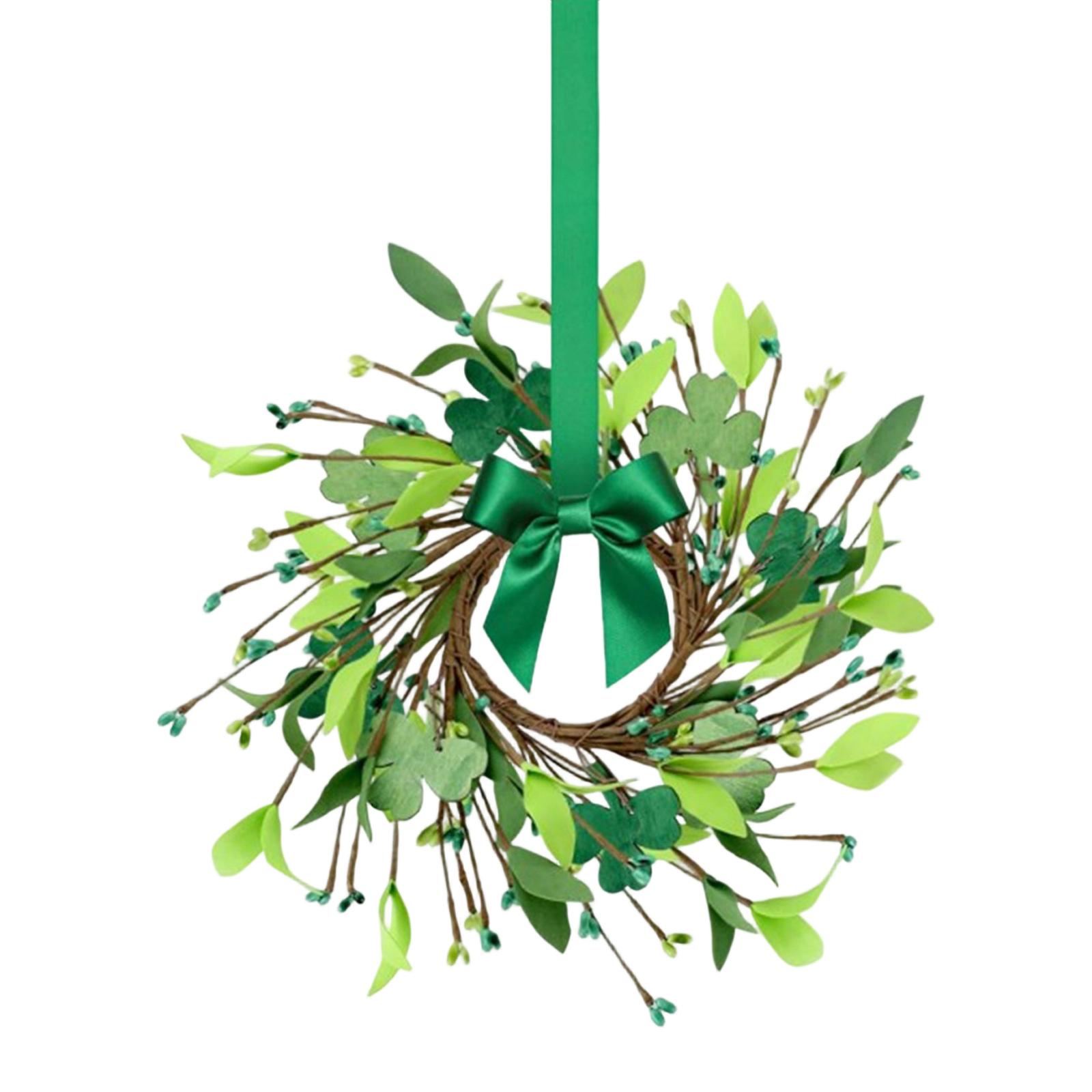 

1 Pcs St.Patrick s Day Shamrocks Candle Wreath Artificial Rings Wreath Irish Kitchen Cabinet Wreaths Pillars Candle Wreaths For Front Door Porch зелений