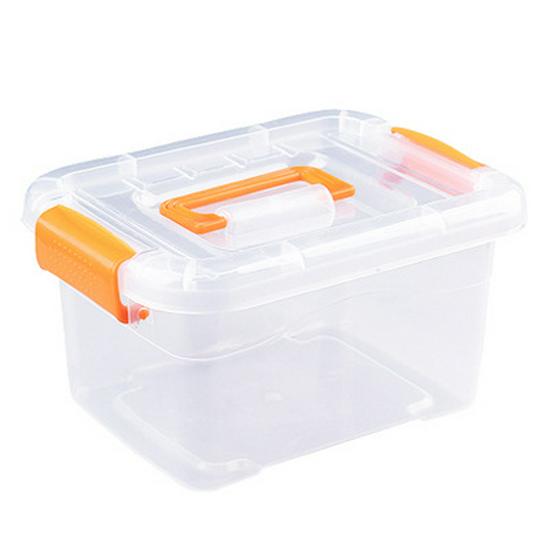 Transparent Handheld Plastic Storage Box with Lid for Toys, Clothes, and Snacks