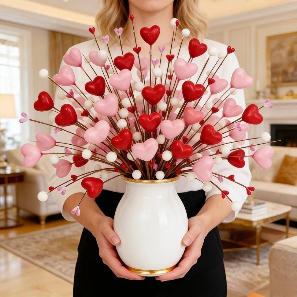 1pc Red and Pink Heart-shaped Flowers DIY Creative Bouquet  Anniversary Gift