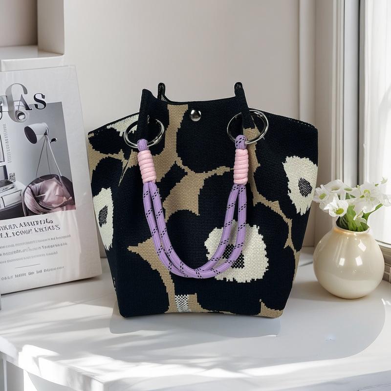 Сумка-ведро из веревки, ручной работы, вязаная, для путешествий, универсальная, большой вместимости, ручная, вязаная сумка на запястье