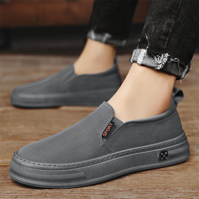 

Взуття з крижаного шовку чоловіче літнє модне брендове повсякденне ліниве лофери корейська версія повсякденне на платформі прошивка бордове взуття чоловіче парусинове взуття 44 сірий колір