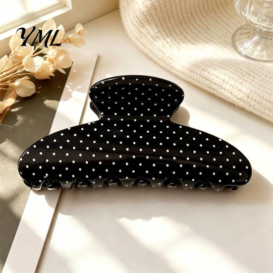Matte Shark Clips for Thick Hair Polka Dot Claw Clip Women, Lightweight Acrylic Non-Slip Jaw Clip, Half Tied Hairstyles Elegant Strong Hold