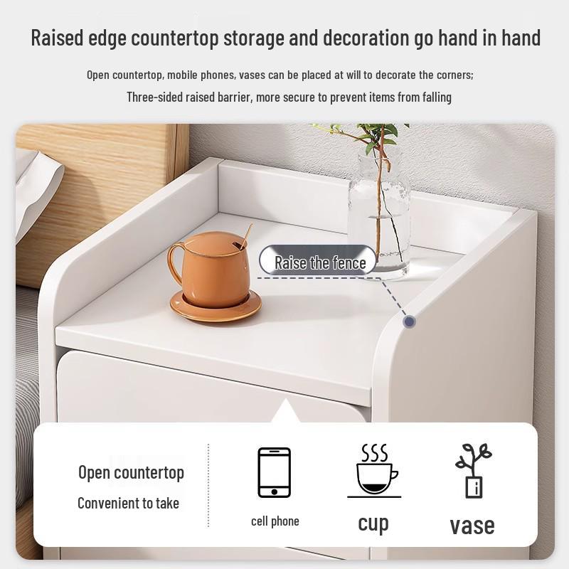 Compact Bedside Table with Storage Shelf for Small Spaces