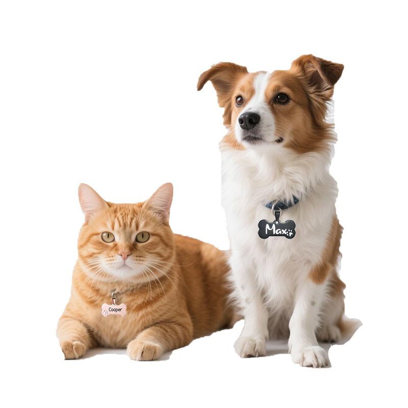 Custom Pet ID Tag Free Engraved Keychain for Dog Cat Name Tag Pendant Personalized Bone Paw Pet Accessories