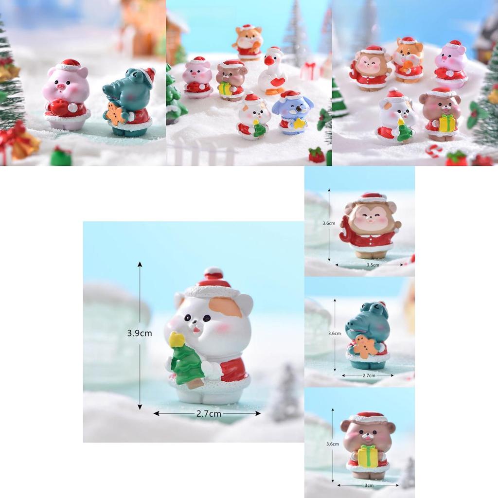 Cute Resin Christmas Animal Figurines For Diy Snow Scenery Craft And Gifts