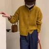 Women's Retro Wool Cardigan Sweater, Autumn/Winter, Thick, Single-Breasted, Round Neck, Cable Knit