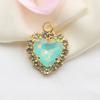 10 Pieces of 15 * 20mm Peach Heart Mocha Rhinestone Pendant, DIY Handmade Pet Necklace Accessories, Clothing, Wedding Decoration