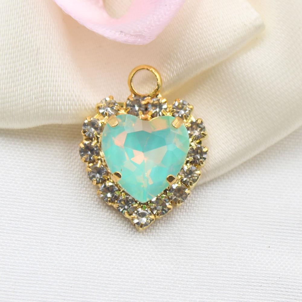 10 Pieces of 15 * 20mm Peach Heart Mocha Rhinestone Pendant, DIY Handmade Pet Necklace Accessories, Clothing, Wedding Decoration