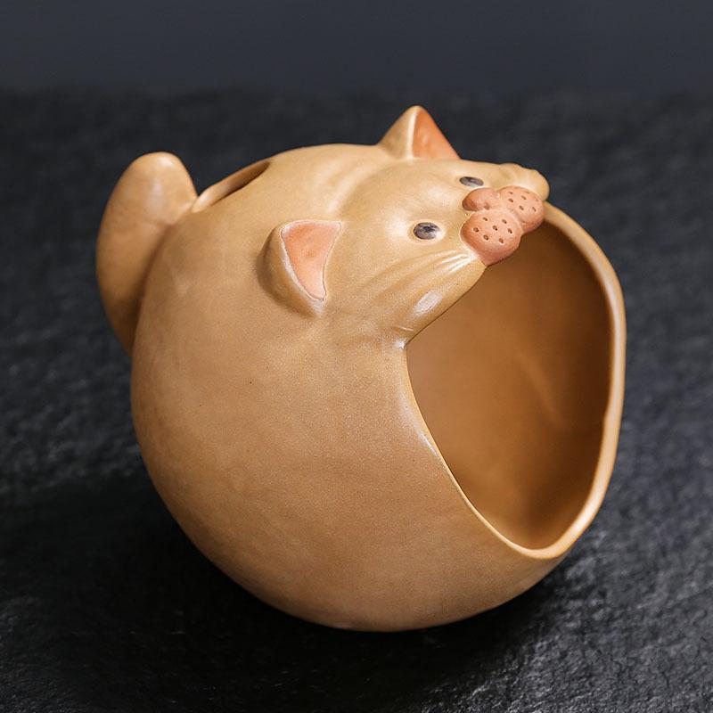 Palo Santo Incense Burner Holder Modern Hand Painted Chimenea Incense Cone Sage Holder Brown Terracotta Ceramic