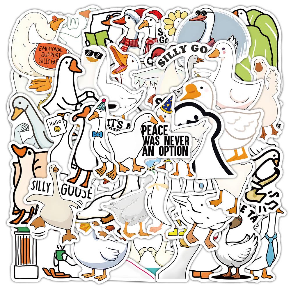 54 Cartoon Goose Graffiti Stickers for DIY Decoration - Waterproof for Phone Cases, Notebooks, Skateboards.