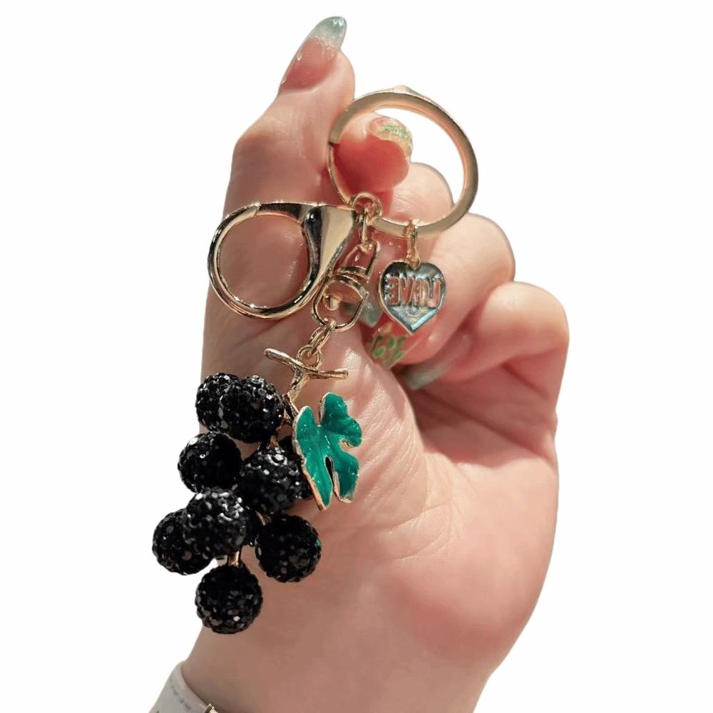 Car Keyring Crystal Fruit Grapes Keychain Cartoon Fruit Car Keyring Grapes Pendant Kids Gifts чёрный