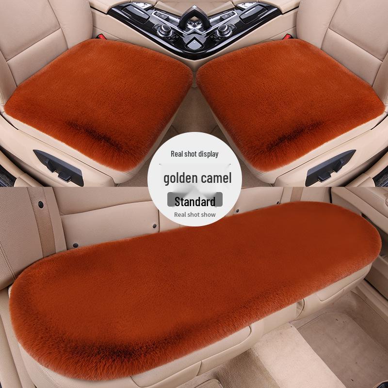 Winter Plush Car Seat Cushion Set: Thick Short Pile, Wool, Rabbit Hair, Non-Slip, 3-Piece