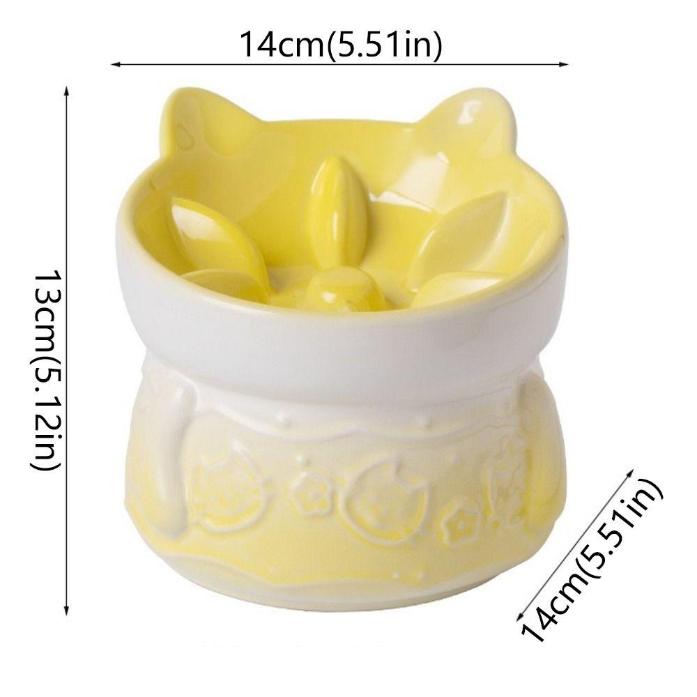 Slanted Mouth Pet Feeder Bowl Ceramic Cat High Foot Bowl Cat Slow Food Bowl  for Feeding