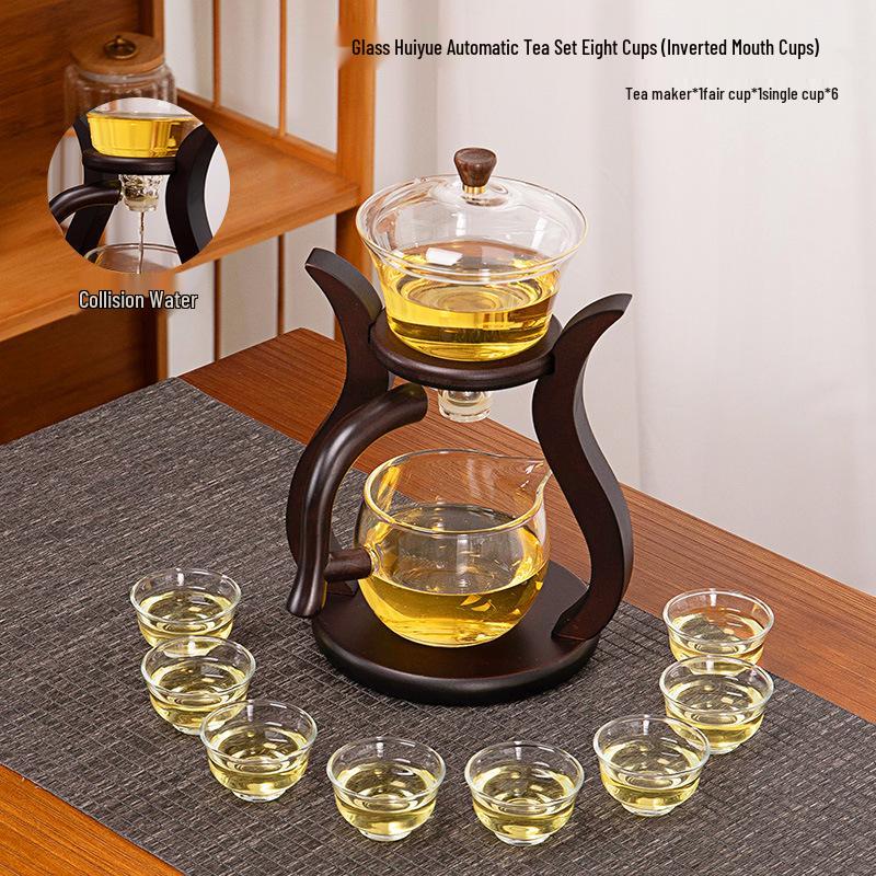 Heat-Resistant Glass Kung Fu Tea Set with Teacup, Teapot & Gaiwan - Automatic Household Set