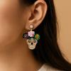 Personality Vintage Earring Rhinestone Glitter Skeleton Stud Earrings  Women