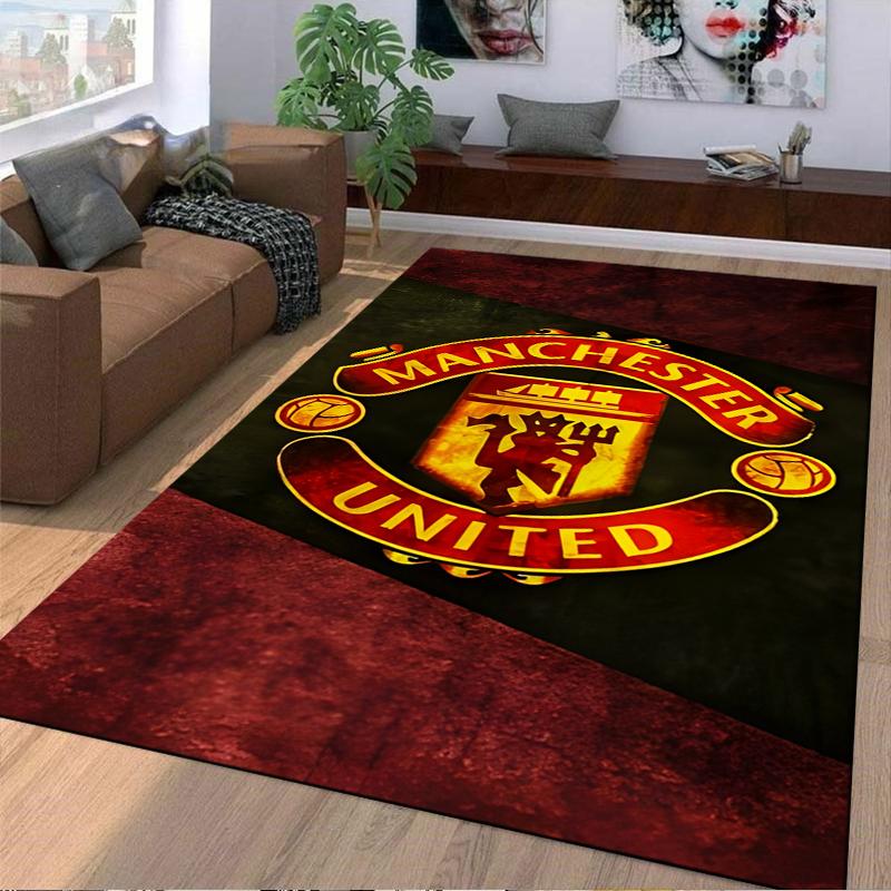 "Manchester United Logo Teppich, Roter und Schwarzer Sportfan Dekor Teppich" Geeignet für den Einsatz als Anti-Rutsch-Matte für Wohnzimmer Schlafzimmer Sofas