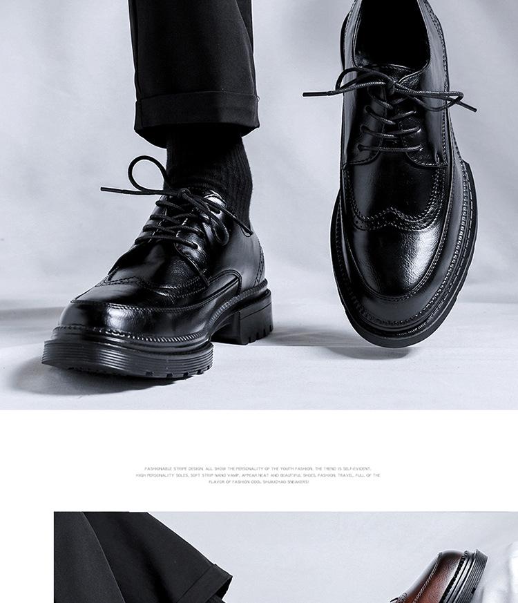 Men's Korean Style Formal Leather Brogue Shoes for Weddings and Business