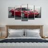 Unframed 5 Pcs Black and White Red Sports Car Paintings Canvas Pictures Wall Art Posters for Living Room Office Home Decor No Framed