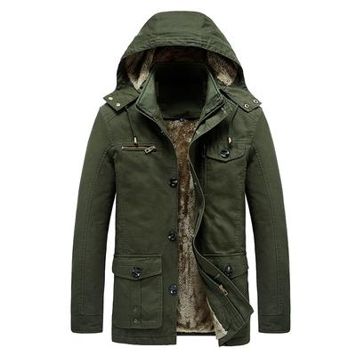 Fleece Thickened Men'S Jacket Autumn And Winter Cotton Medium And Long Trench Coat Washed Coat Men