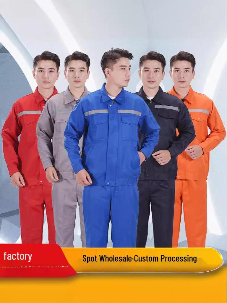Men's Long Sleeve Workwear Set: Durable Labor Protection, Auto Repair & Site-Ready Uniform