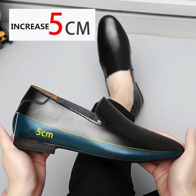 Mokasyny Męskie Buty Podwyższające Męskie Buty Casual Męskie Buty Biznesowe ze Skóry Bydlęcej Buty Podwyższające Wkładki 5CM Formalne Wysokie