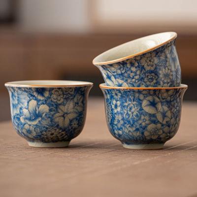 Keramik-Blumen-Teetassen Haushalt Keramik-Teetassen Persönliche Gebrauchs-Teetassen Kung Fu Tee-Set