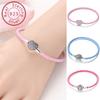 925 Silver Leather Chain Charm Bracelets with DIY Fine Bracelet for Women Girls Jewelry Gift