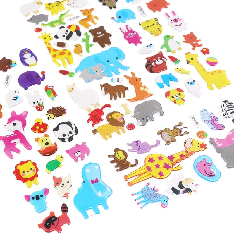10Sheets Animal 3D Puffy Stickers for Toddlers Kids, Bulk Preschool Sticker Sheets for Reward, Craft, Scrapbooking