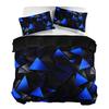 Geometric Triangle Duvet Set Blue Digital Print Three-Piece Set For Home And Dormitory Decoration