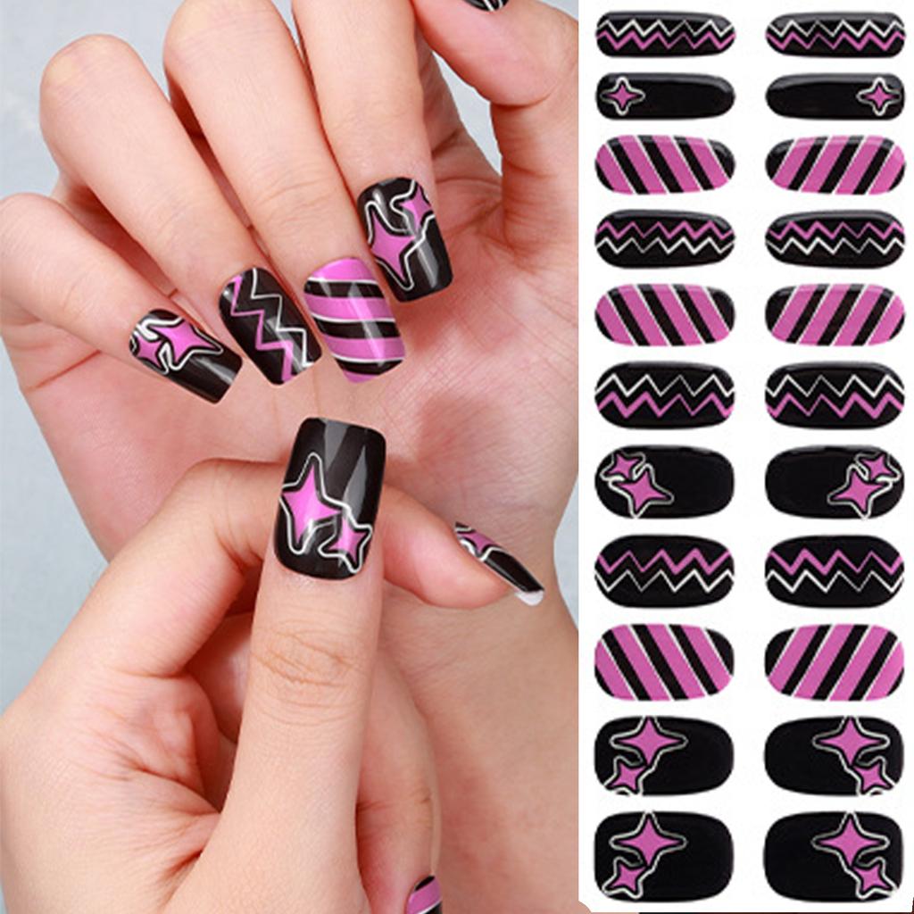 Halloween Nails Stickers Nails Polish Strips Semi Cured Gels Nails Strips Manicures Stickers Full Nails Wrap for Woman