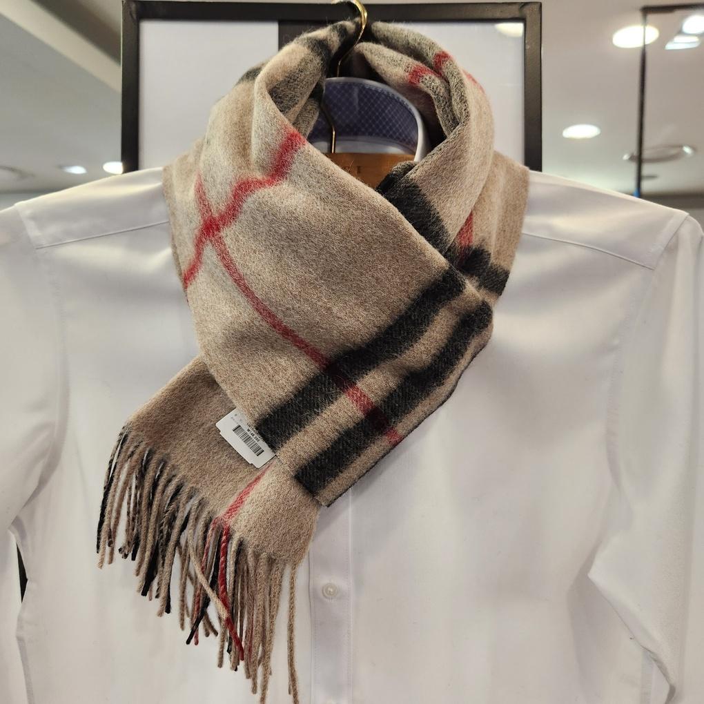 Men's Winter All Wool Brown Beige Big Check Long Muffler VM1N 4BR 122 I0