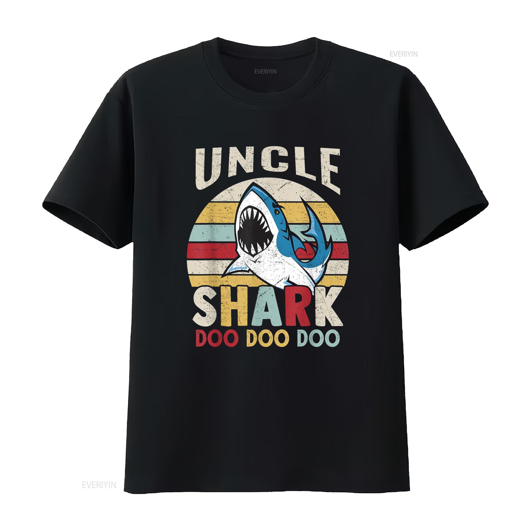 

Fathers Day Funny Uncle Shark Relative Men T Shirt vintage Washed graphic designer clothes streetwear homme Stylish Unisex 4XL