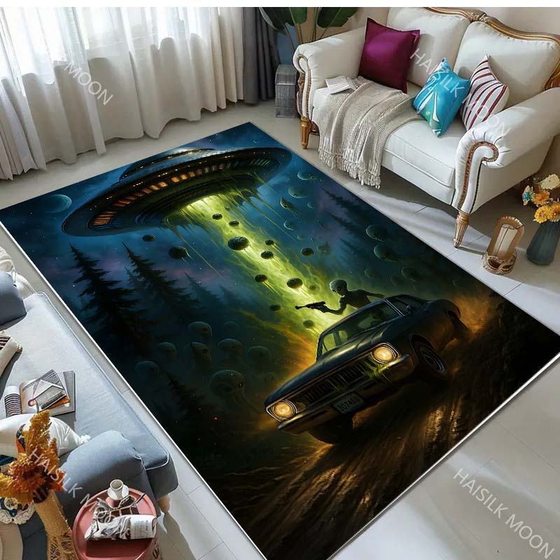 UFO Alien Creative Pattern Carpet for Living Room Bedroom Bedside Floor Mat Sofa Table Area Rugs Home Decor Large Size